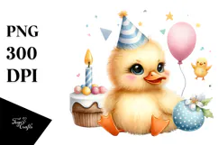 Cute Baby Duck with Party Hat PNG Product Image 1