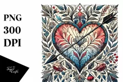 Washed Watercolor Stained Hearth with Arrow, PNG Product Image 1