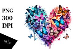 Heart Butterfly Silhouette, Digital Painting PNG Product Image 1
