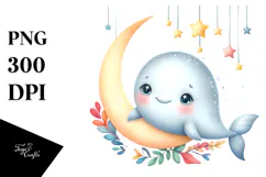 Colorful Baby Beluga Whale PNG Product Image 1