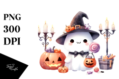 Cute Trick or Treat Watercolor PNG Product Image 1