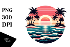 Retro Tropical Beach Sunset PNG Product Image 1