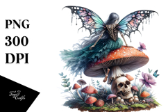 Gothic Fairy on Mushroom, High-Res PNG Product Image 1