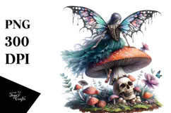 Gothic Fairy on Mushroom, High-Res PNG Product Image 1