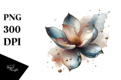 Abstract Glossy Magnolia on Round Wood PNG Product Image 1