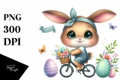 Easter Bunny Bike Egg Flower, Clipart |T-shirt, Mug PNG Product Image 8