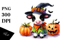 Simple Vibrant Baby Cow Halloween Clipart Product Image 3