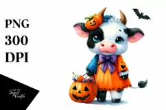 Simple Vibrant Baby Cow Halloween Clipart Product Image 3