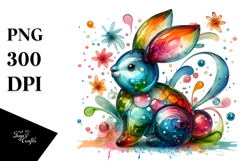 Pastel Bunny on Splashy Background PNG Product Image 1