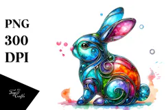 Whimsical Watercolor Bunny PNG Product Image 1