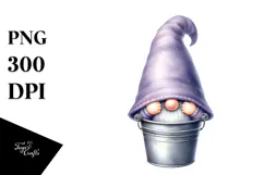 Gnome with Lavender Hat, Whimsical PNG Product Image 1