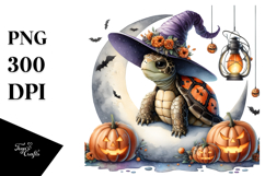 Halloween Turtle on Moon, High-Res PNG Product Image 1