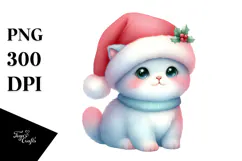 Cute Christmas Cat with Santa Hat PNG Product Image 1