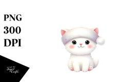 Cute Christmas Cat with Santa Hat PNG Product Image 1