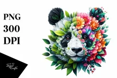 Vibrant Panda with Flowers, PNG Product Image 3