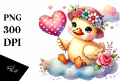 Digital Painting of Cute Boho Duck, PNG Product Image 1