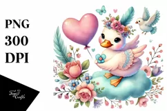 Digital Painting of Cute Boho Duck, PNG Product Image 1