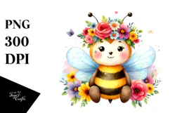 Colorful Cartoon-Style Bee | Sublimation Clipart Product Image 1