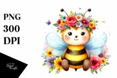 Colorful Cartoon-Style Bee | Sublimation Clipart Product Image 1