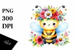 Colorful Cartoon-Style Bee | Sublimation Clipart Product Image 1
