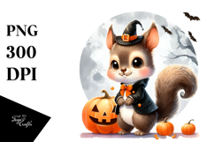 Retro Cute Baby Squirrel on Halloween, PNG Product Image 1