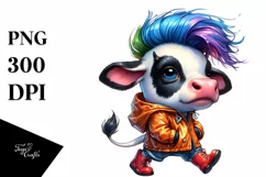 Dancing Baby Cow with Goofy Expression, Watercolor PNG Product Image 3