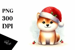 Cute Dog with Santa Hat, Summer PNG Product Image 3