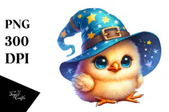 Vibrant Baby Chicken with Wizard Hat PNG Product Image 1