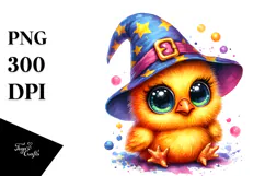 Crazy Baby Chicken in Wizard Hat PNG Product Image 1