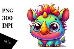 Colorful Cartoon Baby Rhino Crazy Hair | Sublimation Clipart Product Image 3