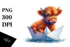 Nautical Baby Highland Cow PNG Product Image 1