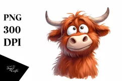 Expressive Funny Baby Face Highland Cow PNG Product Image 3
