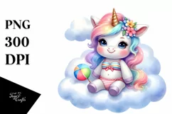 Cute Unicorn with Beachwear | Clipart Product Image 1