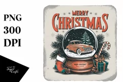 Retro Merry Christmas Snow Globe Png Product Image 5