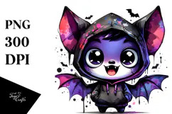 Funny Bat Boy with Spooky Hoodie, Crazy PNG Product Image 1