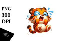 Goofy Cartoon Tiger Jumping Mid-Air PNG Product Image 1