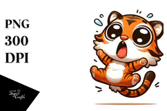Goofy Cartoon Tiger Mid-Air PNG Product Image 1