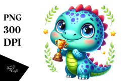 Smiling Baby Dinosaur Trophy PNG Product Image 1