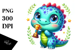 Smiling Baby Dinosaur Trophy PNG Product Image 1