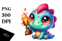 Smiling Baby Dinosaur Trophy PNG Product Image 1
