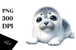 Digital Watercolor Baby Seal PNG Product Image 1
