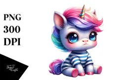 Sitting Unicorn with Cool Haircut PNG Product Image 1
