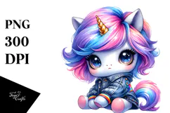 Sitting Unicorn with Cool Haircut PNG Product Image 1
