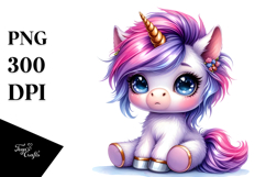 Sitting Unicorn with Cool Haircut PNG Product Image 1