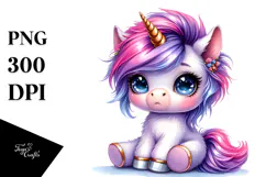Sitting Unicorn with Cool Haircut PNG Product Image 1