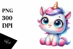 Funny Baby Expressive Unicorn PNG Product Image 1