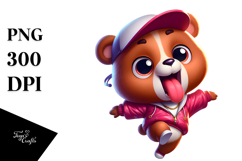 Cute Dancing Bear with Tongue-Out Face, Transparent PNG Product Image 1