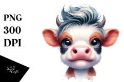 Funny Baby Cow with Sunglasses PNG Product Image 1