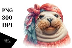 Vintage Diva-Like Walrus Smiling | Sublimation Clipart Product Image 3