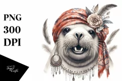 Vintage Diva-Like Walrus Smiling | Sublimation Clipart Product Image 3